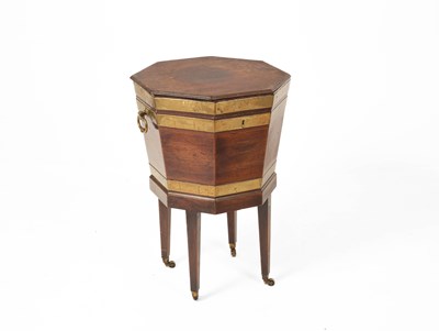 Lot 668 - A George III mahogany and brass bound wine cooler