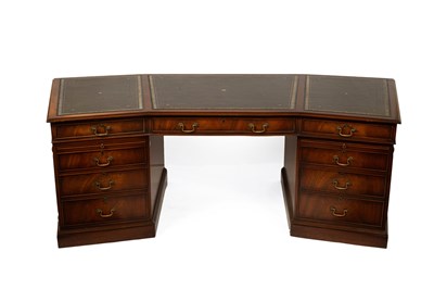 Lot 677 - A large George III style mahogany pedestal desk