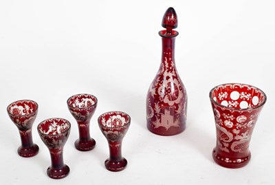 Lot 751 - A Bohemian ruby glass decanter