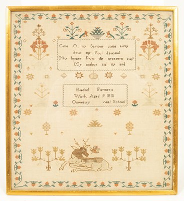 Lot 653 - A needlework tapestry sampler