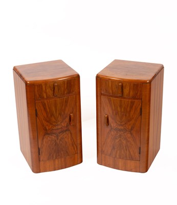 Lot 18 - A pair of vintage early 20th Century Art Deco walnut bedside chests