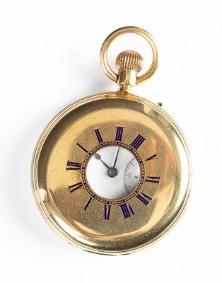 Lot 333 - An 18ct yellow gold half hunter pocket watch