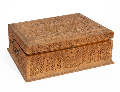 Lot 592 - An Anglo-Indian carved sandalwood dressing box