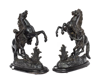 Lot 847 - A pair of spelter Marley horses