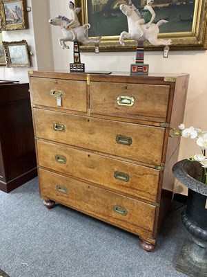 Lot 553 - A 19th Century two-section campaign chest