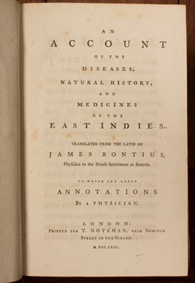 Lot 66 - Bondt (Jacob de) An Account of the Diseases ... and Medicines of the East Indies