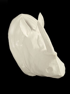 Lot 788 - A white painted papier-mâché rhinoceros head sculpture