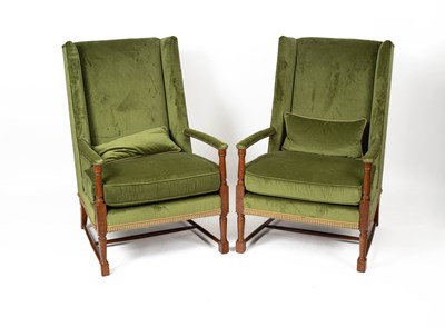 Lot 565 - A pair of Pickering wing armchairs of generous proportions