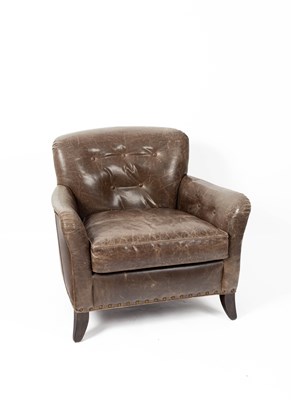 Lot 572 - A grey leather club type armchair