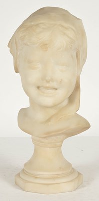 Lot 787 - An alabaster bust of a laughing child