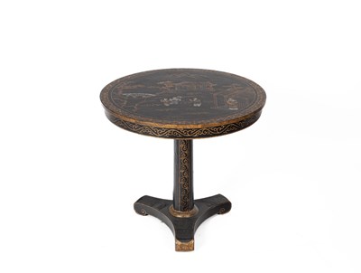 Lot 544 - A Chinoiserie black painted centre table