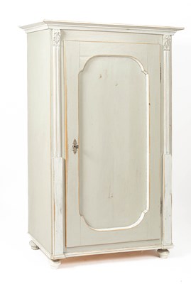 Lot 545 - A grey painted wardrobe of small proportions