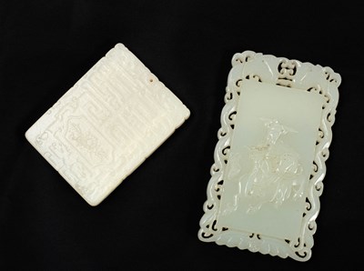 Lot Two Chinese carved jade plaques