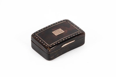 Lot 344 - A 19th Century tortoiseshell and gold pique snuff box