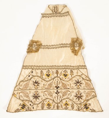 Lot 663 - A silk embroidered triangular panel