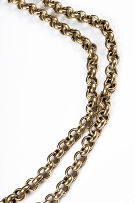 Lot 206 - A 9ct gold belcher-link double chain necklace