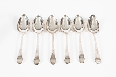 Lot 117 - A set of six George III Old English pattern silver tablespoons