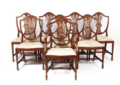 Lot 505 - A set of eight Hepplewhite style mahogany dining chairs