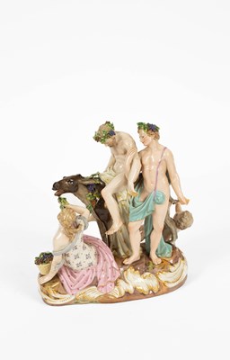 Lot 670 - A Meissen figure group of Drunken Silenus