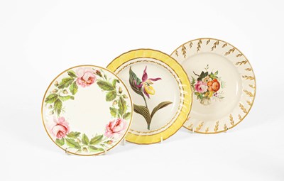 Lot 683 - Three porcelain plates painted with flowers