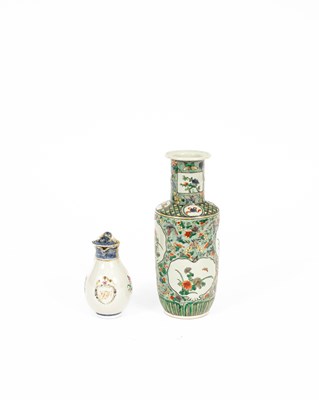 Lot 605 - A Chinese famille verte rouleau vase