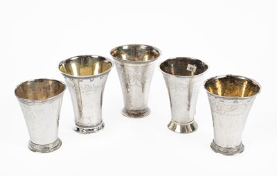 Lot 352 - A group of five Swedish silver beakers