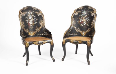 Lot 46 - A pair of Victorian papier-mâché chairs