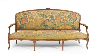 Lot 54 - A French beech framed sofa