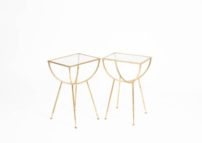 Lot 58 - A pair of modern gilt metal framed side tables