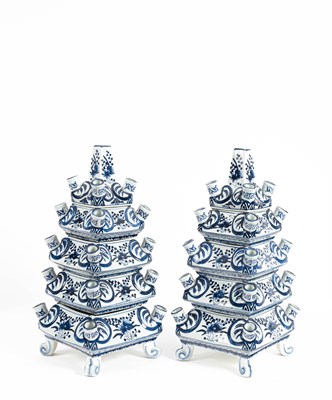 Lot 63 - A large pair of Delft style tulipieres