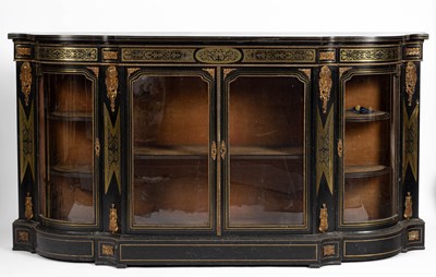 Lot 73 - A Victorian ebonised and brass inlaid Boulle work credenza