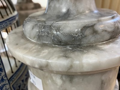 Lot 74 - A pair of alabaster urns on pedestal bases