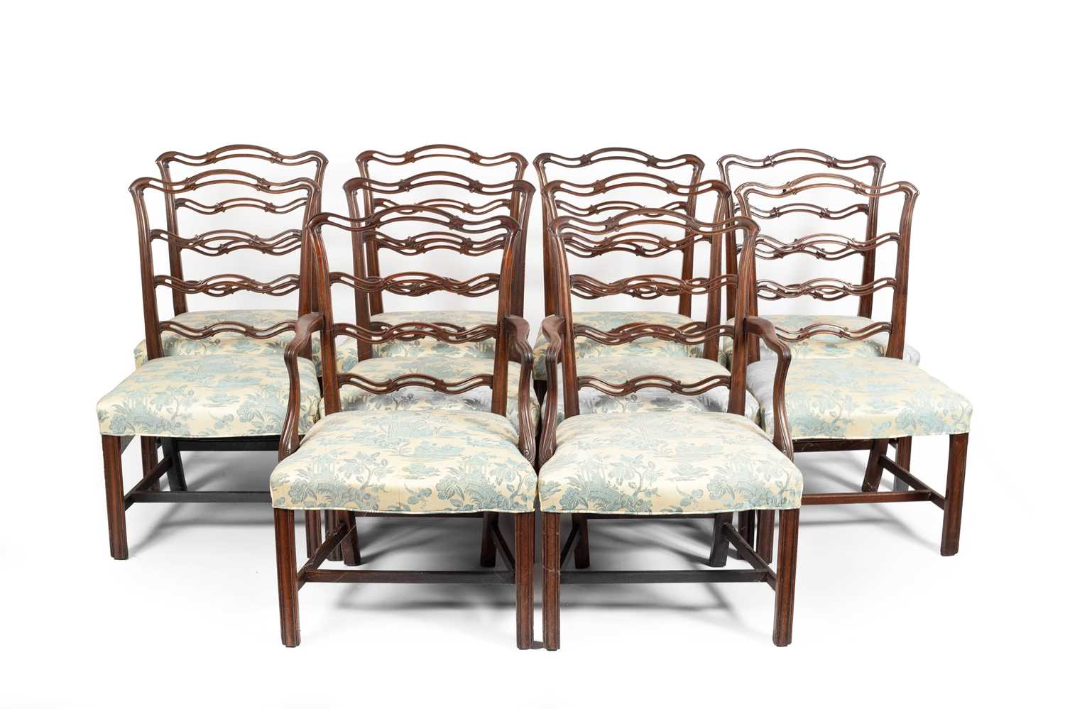 Lot 77 - A set of ten George III style mahogany dining chairs