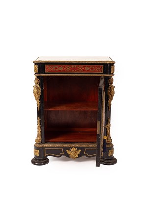 Lot 80 - A tortoiseshell and ebonised Boulle work side cabinet