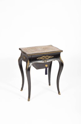 Lot 87 - A French ebonised and Boulle worktable