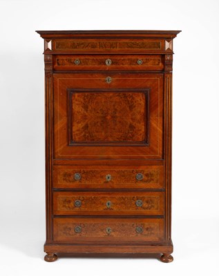 Lot 89 - A French walnut and burr walnut escritoire