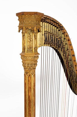 Lot 104 - A Gothic style maple and giltwood pedal harp by Sebastian & Pierre Erard, Paris