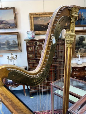 Lot 104 - A Gothic style maple and giltwood pedal harp by Sebastian & Pierre Erard, Paris