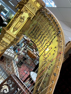 Lot 104 - A Gothic style maple and giltwood pedal harp by Sebastian & Pierre Erard, Paris