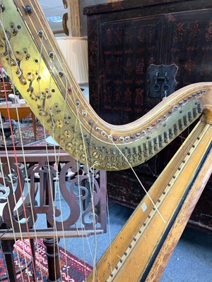 Lot 104 - A Gothic style maple and giltwood pedal harp by Sebastian & Pierre Erard, Paris