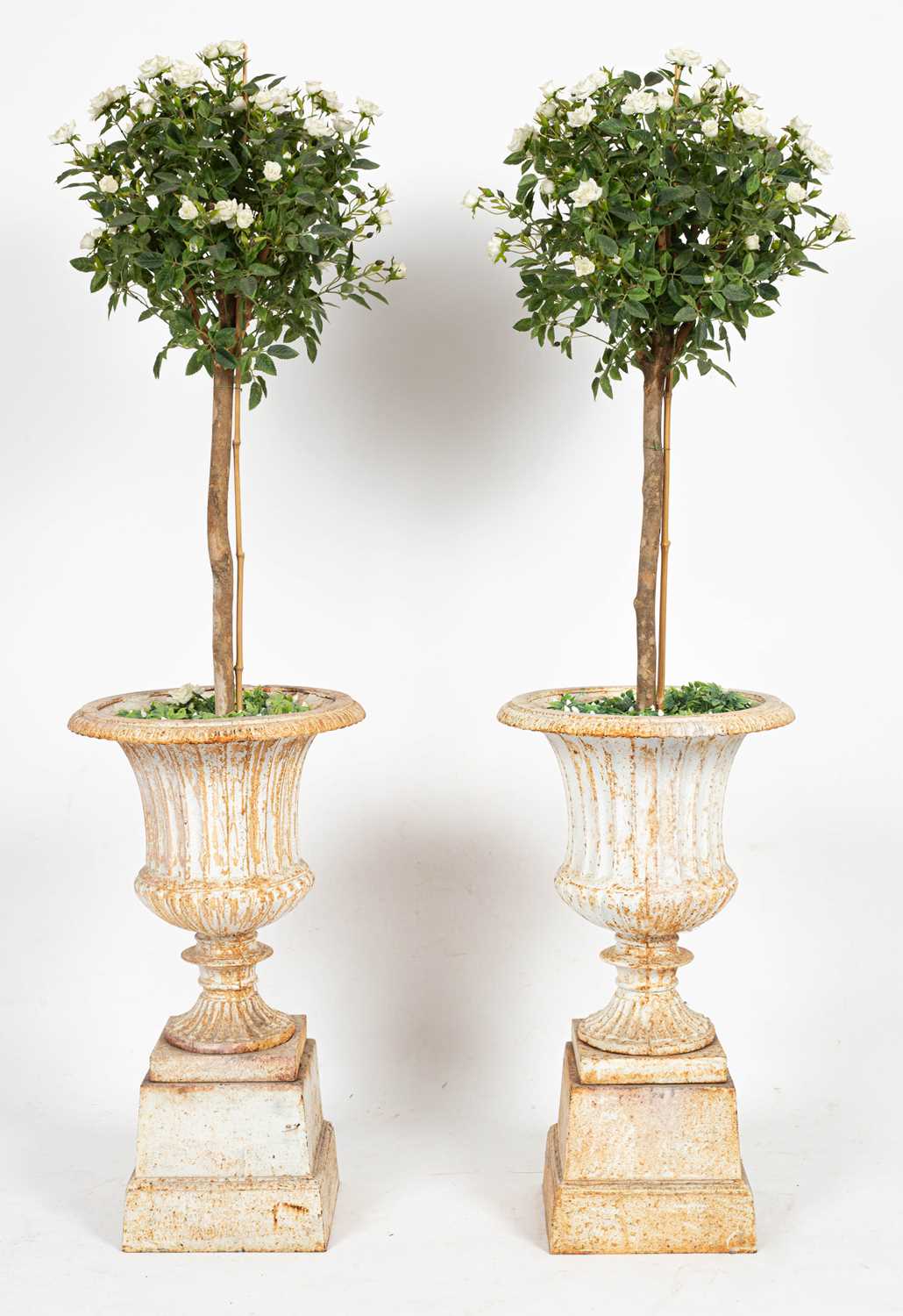 Lot 3 - A pair of cast iron urns