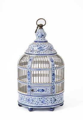 Lot 126 - A Delft hanging birdcage