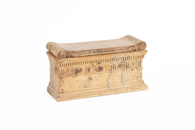 Lot 128 - A 19th Century Italian Siena marble model of the sarcophagus of Lucius Cornelius Scipio Barbatus