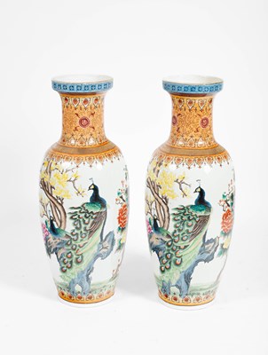 Lot 161 - A pair of large floor standing Oriental style vases