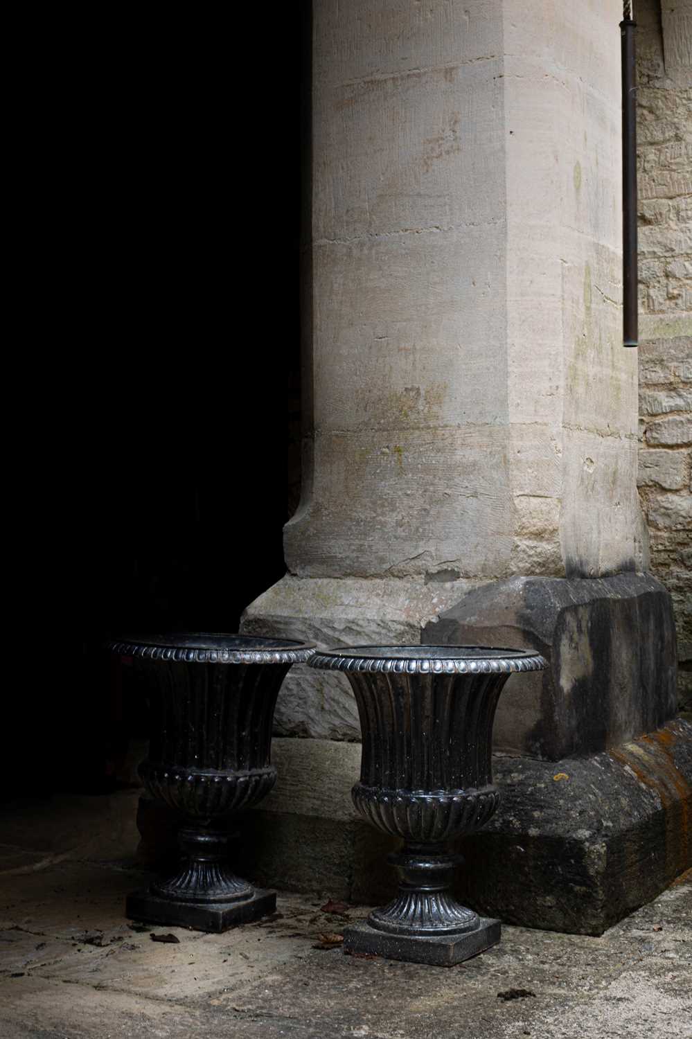 Lot 8 - A pair of cast iron urns