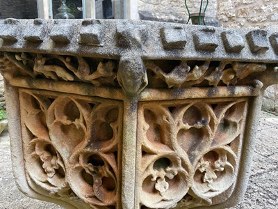 Lot 6 - A Victorian carved stone font of Gothic design