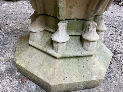 Lot 6 - A Victorian carved stone font of Gothic design