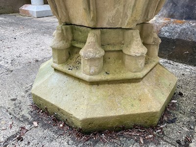 Lot 6 - A Victorian carved stone font of Gothic design