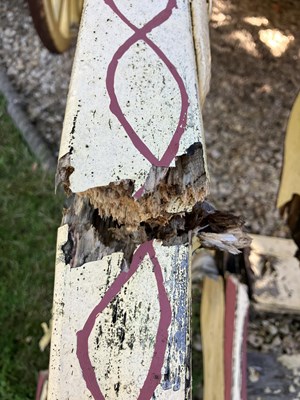 Lot 31 - A burgundy and yellow gypsy caravan