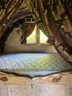 Lot 31 - A burgundy and yellow gypsy caravan